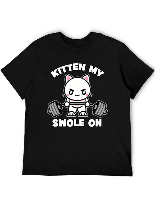 Kitten My Swolle On Black T-Shirt - Workout Graphic Tee
