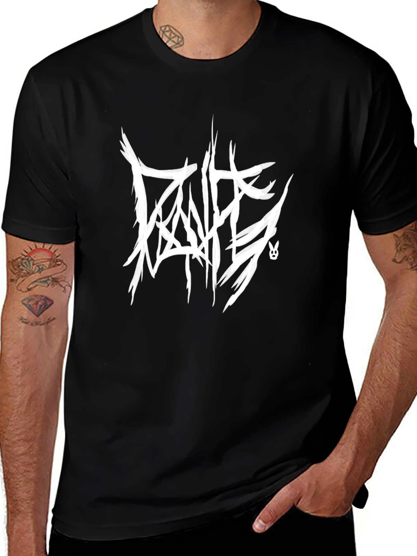 Black T-Shirt with White Graphic