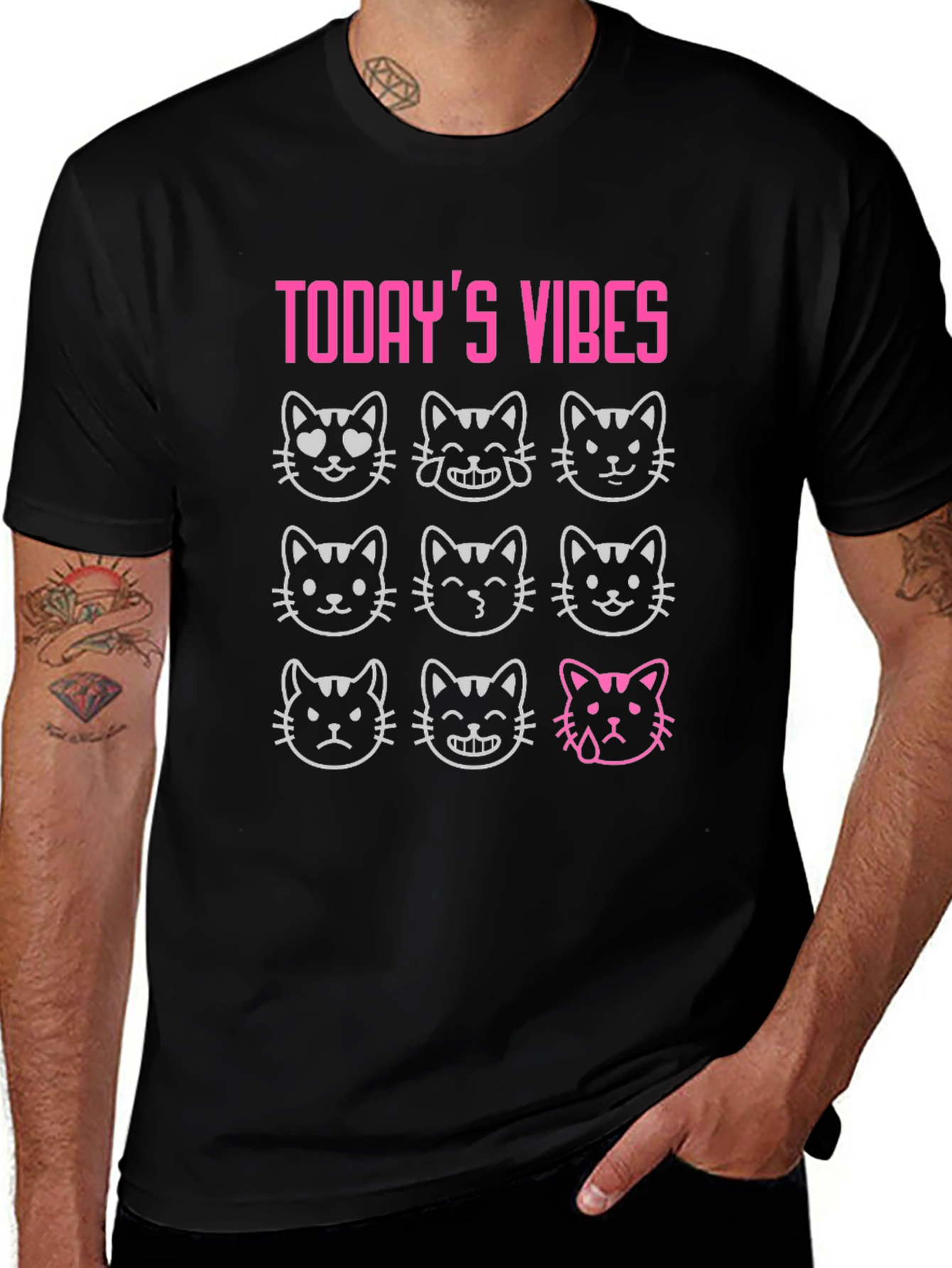 Todays Vibes Cat Emoji T-Shirt