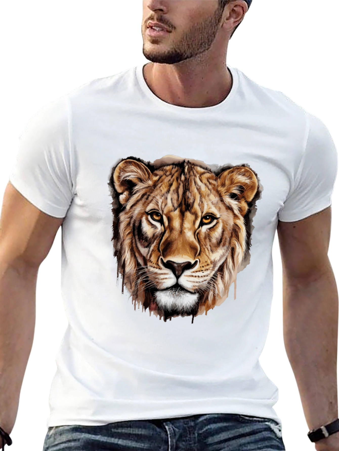 Lion Head Graphic Black T-Shirt