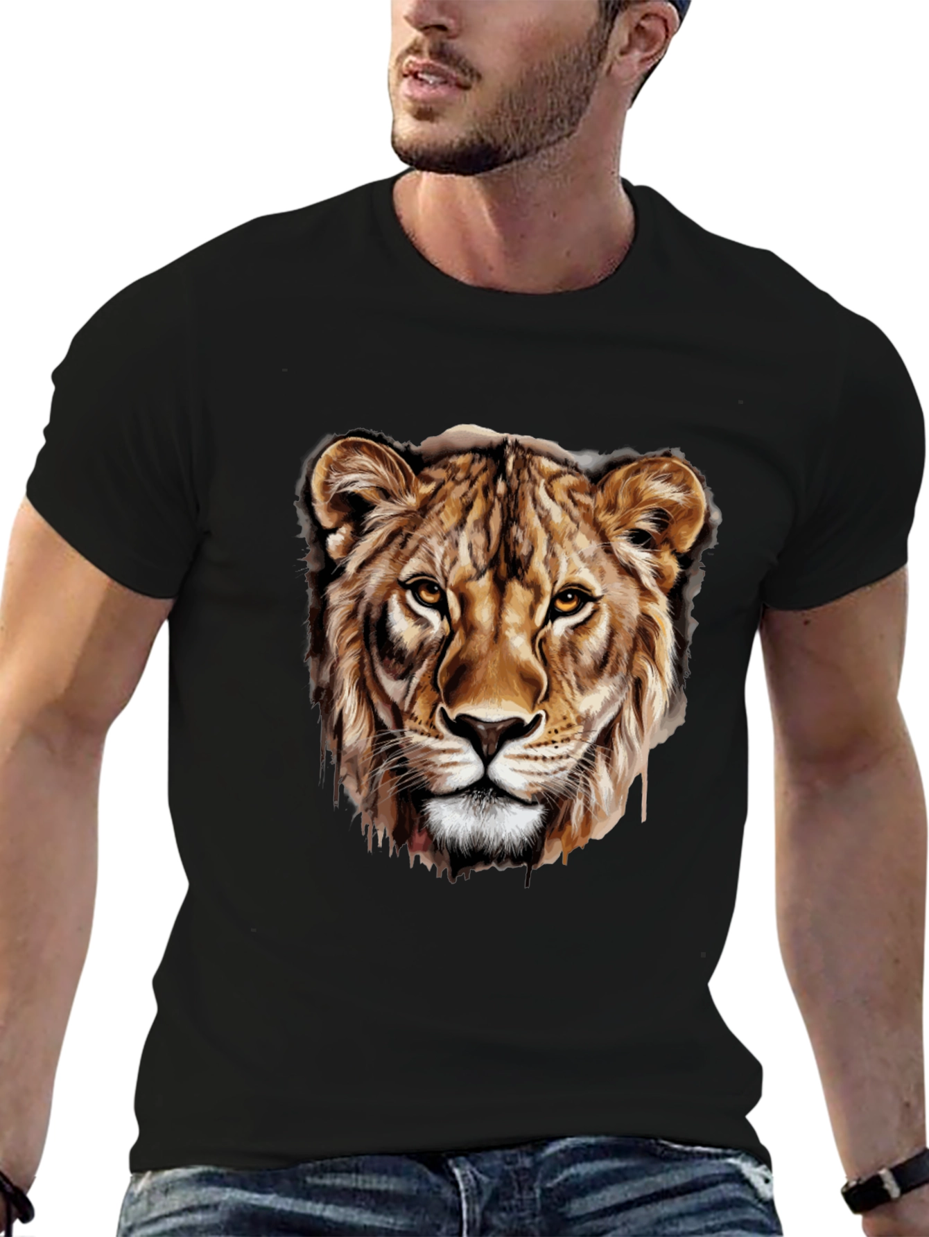 Lion Head Graphic Black T-Shirt