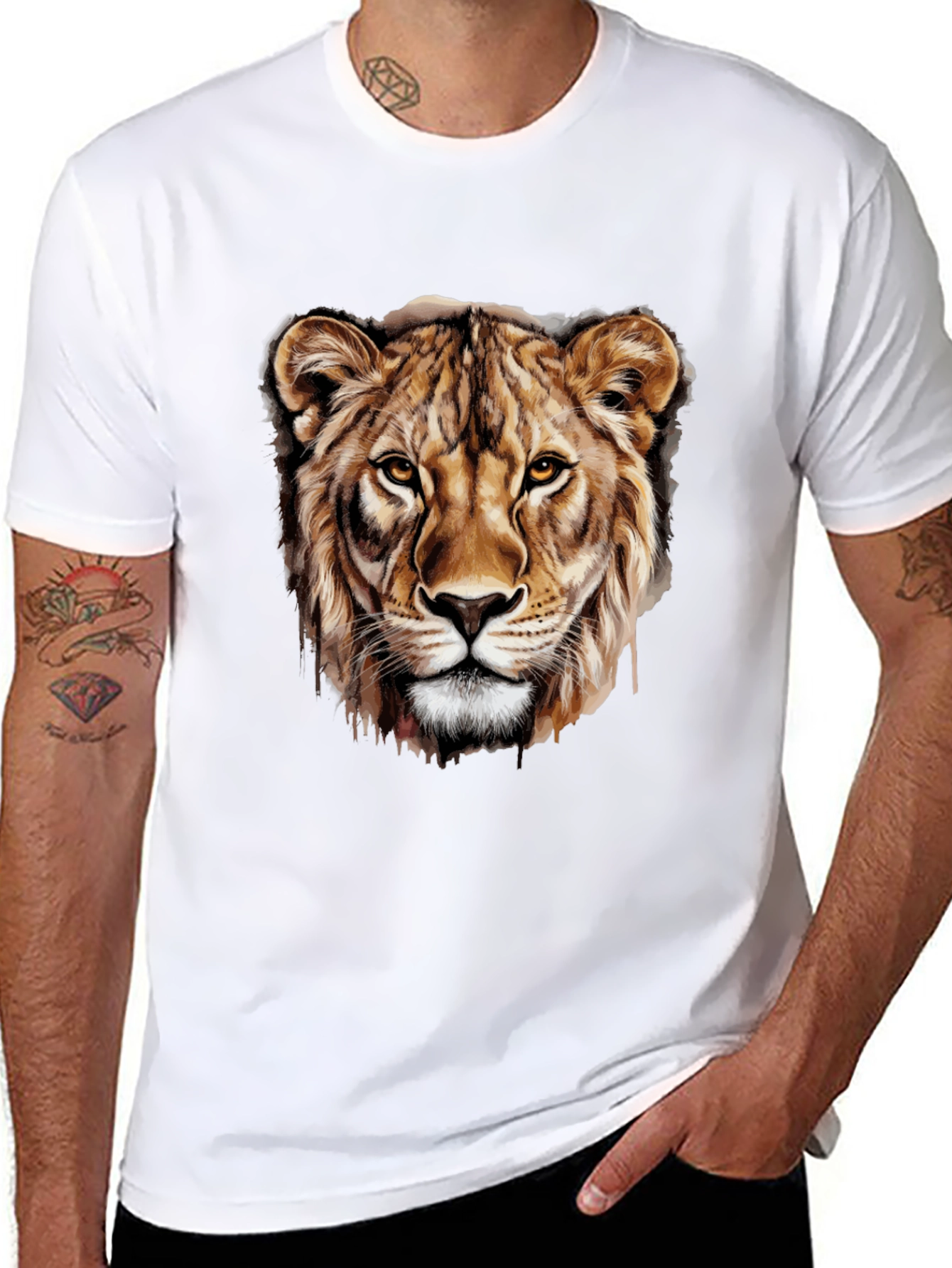 Lion Head Graphic Black T-Shirt