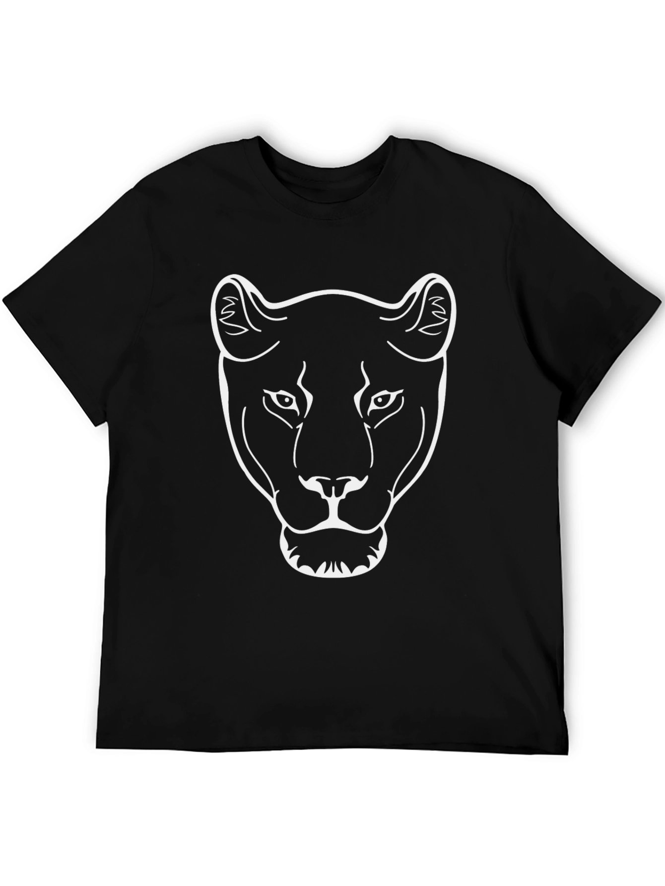 Black T-Shirt with White Lioness Graphic