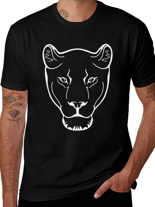 Black T-Shirt with White Lioness Graphic