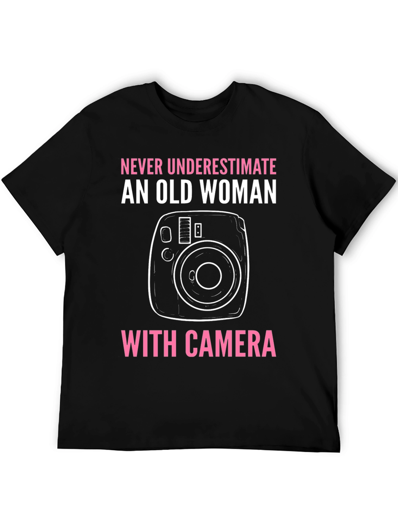 Old Woman with Camera Graphic Tee - Novelty T-Shirt