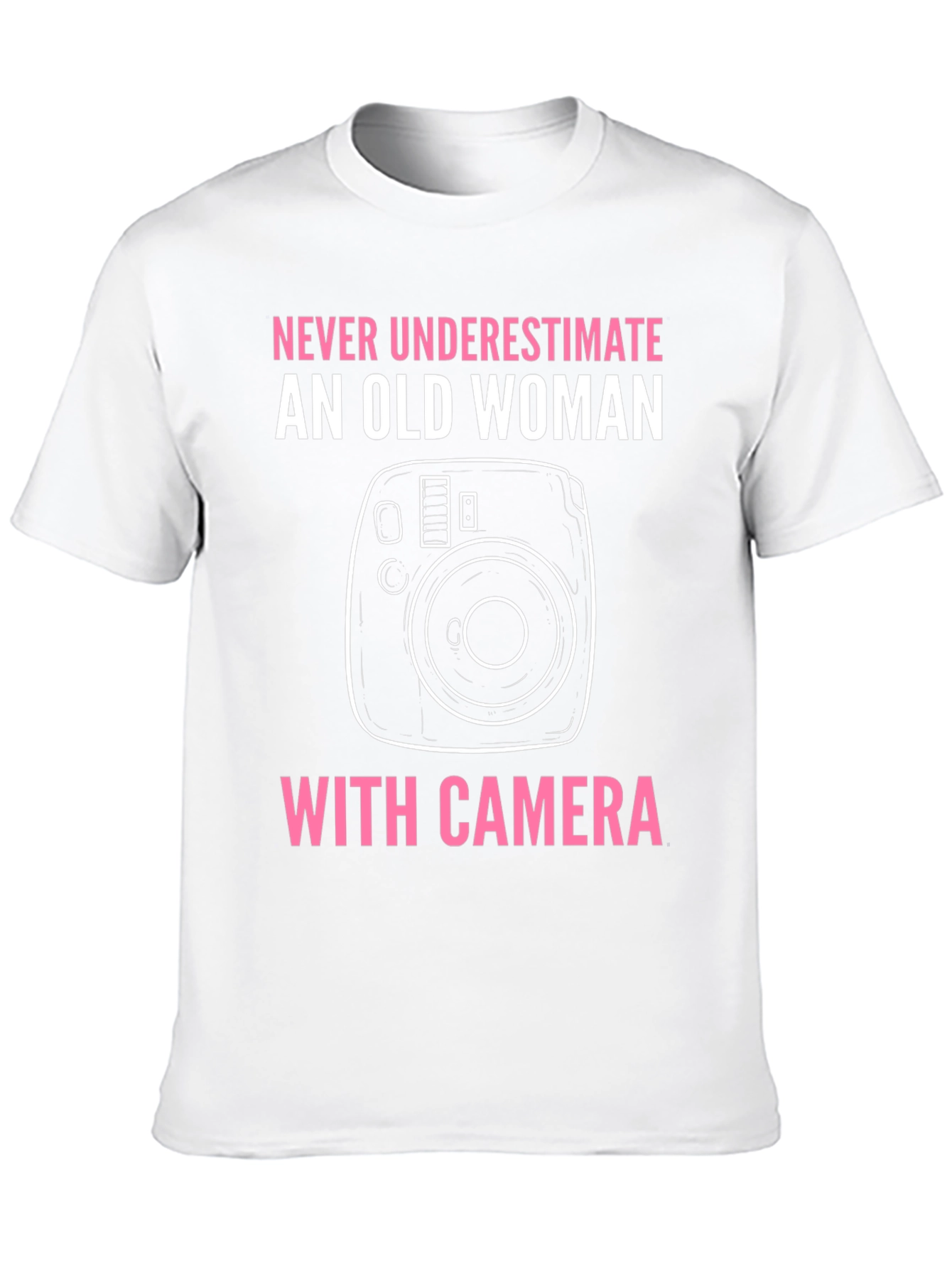 Old Woman with Camera Graphic Tee - Novelty T-Shirt