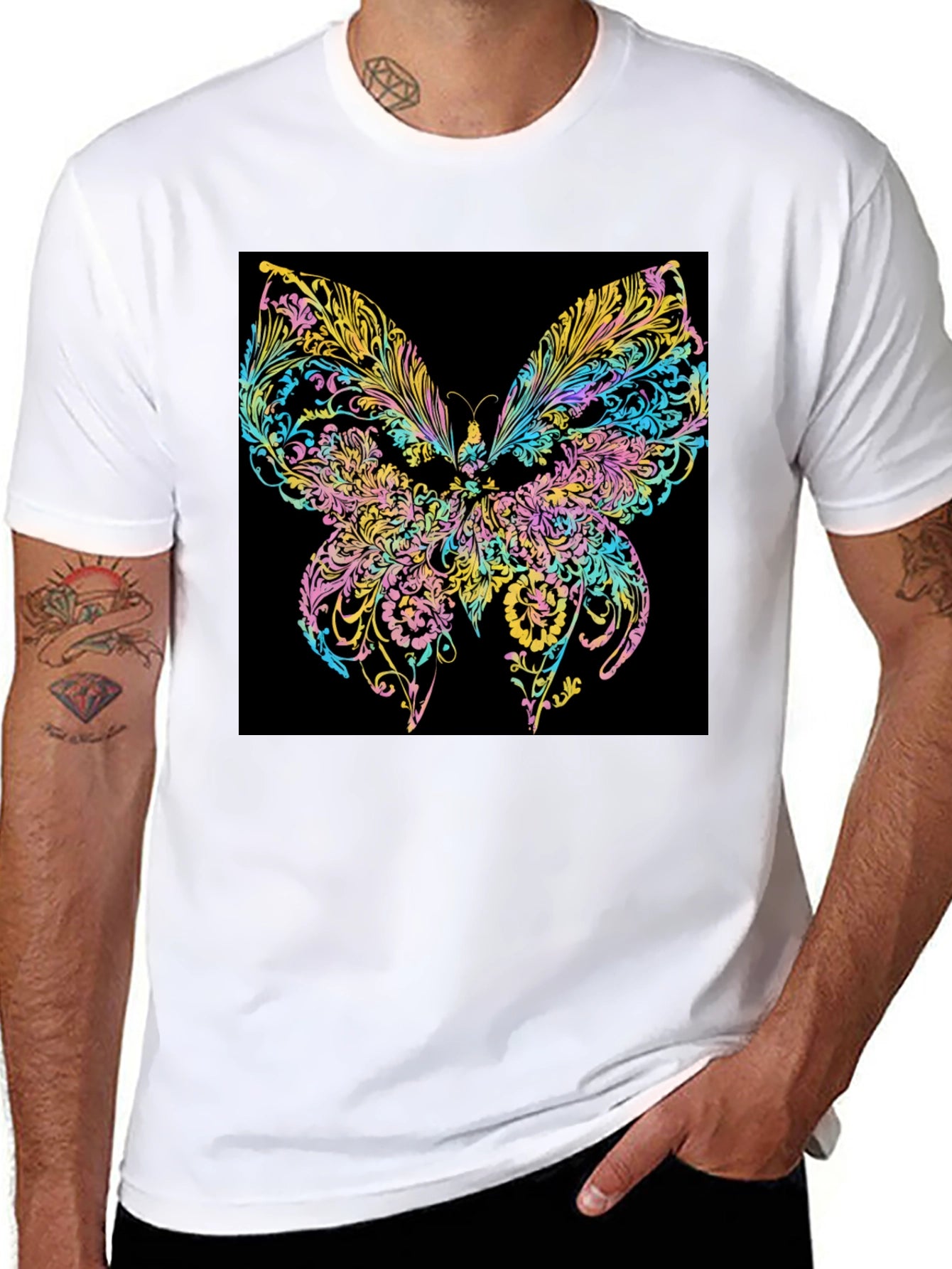 Butterfly Art Black T-Shirt