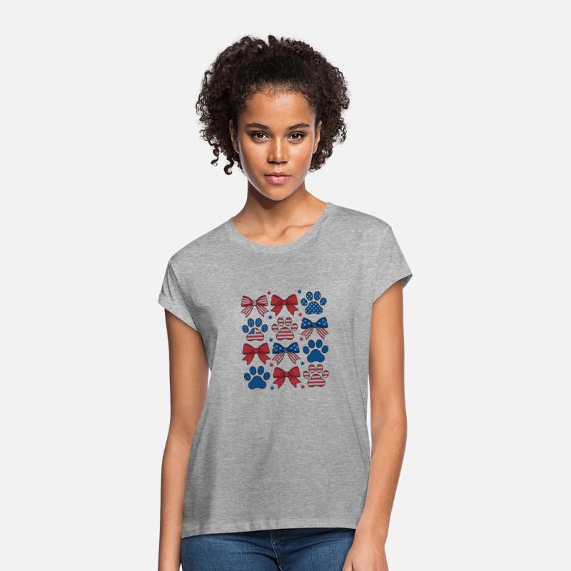 Patriotic Dog Paw Print and Bow 4th of july