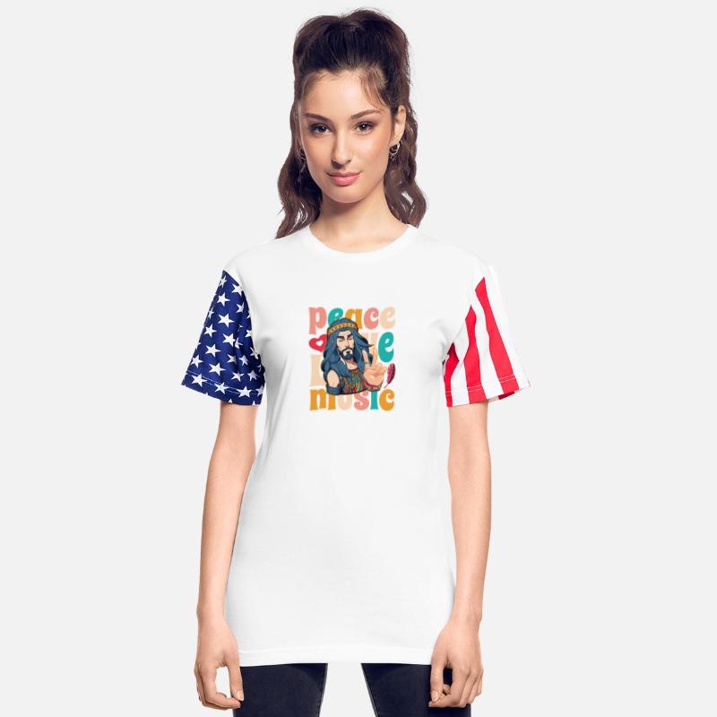 Peace Love and Music Hippie retro vintage design