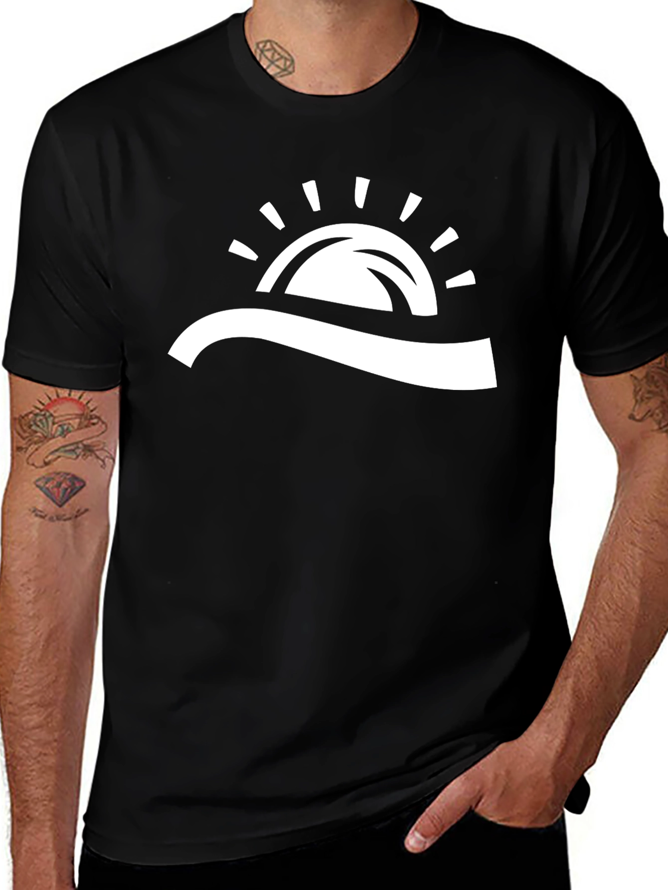 Sunrise Graphic Tee - Black Cotton Comfort