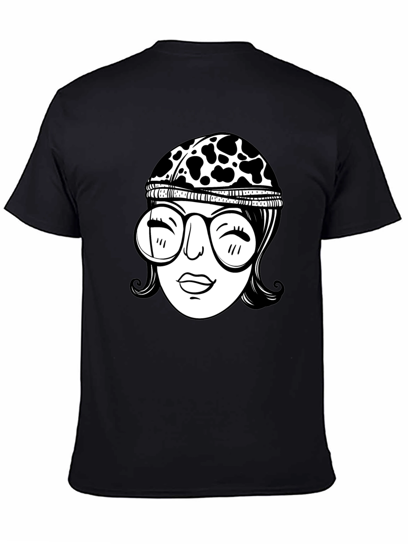 Funky Graphic Tee - Retro Cow Print Headband