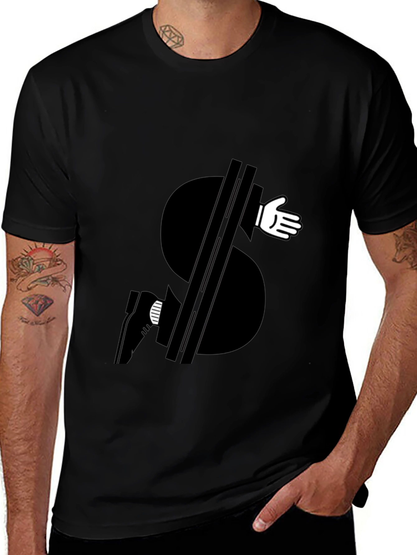 Money Grabber Graphic Tee - Black Cotton Blend