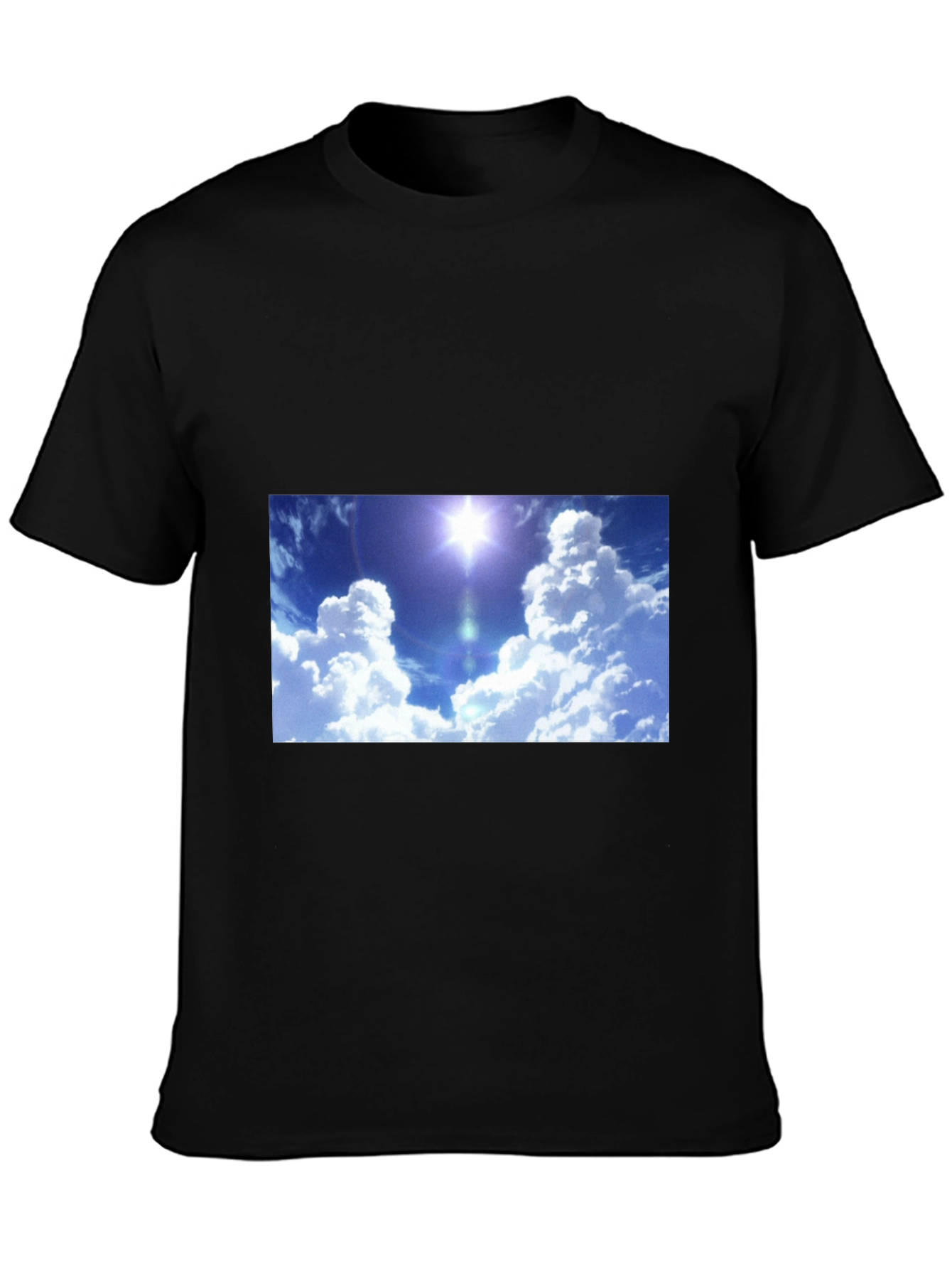 Sky Print Black T-Shirt - Relaxed Fit