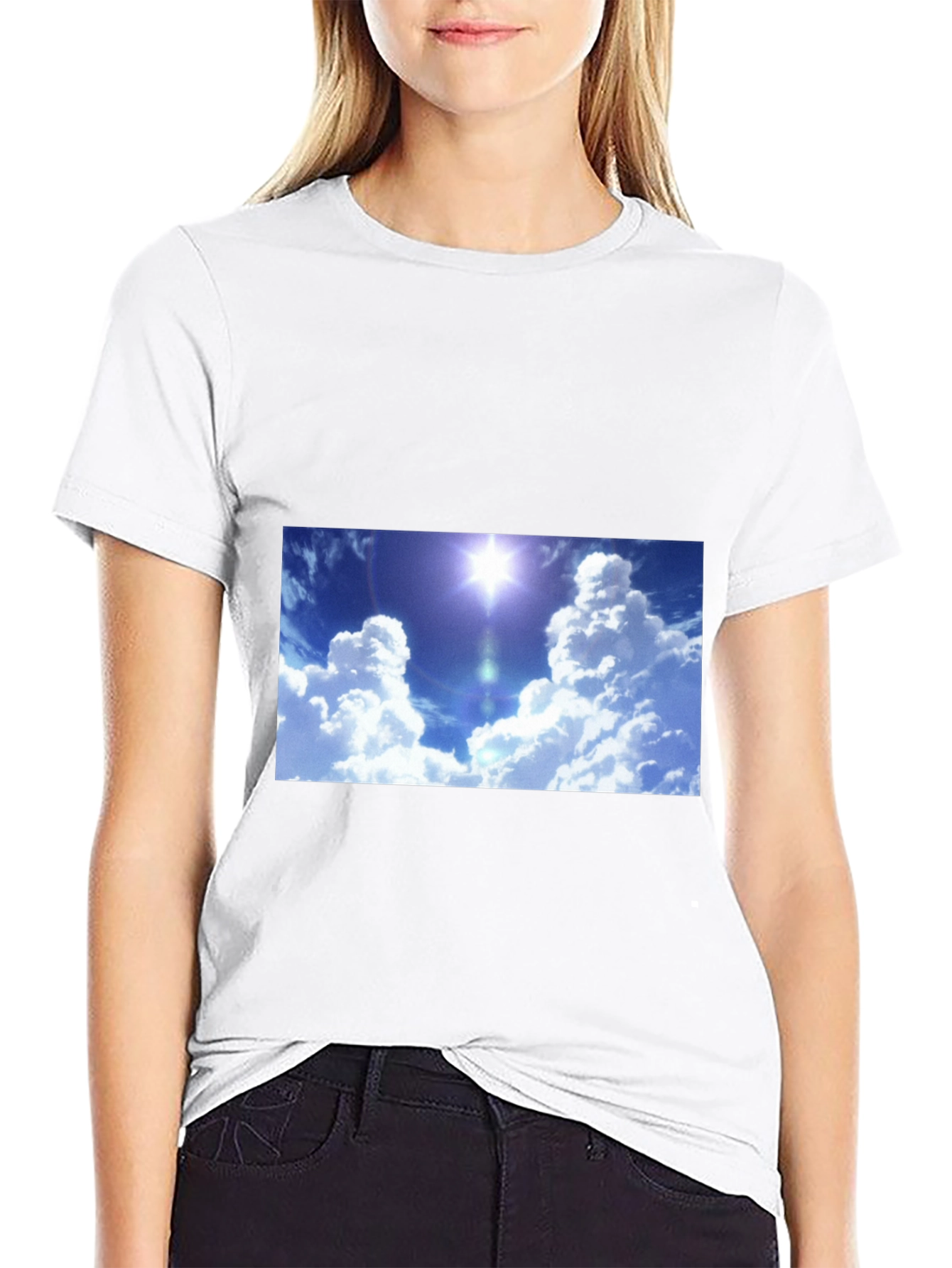 Sky Print Black T-Shirt - Relaxed Fit