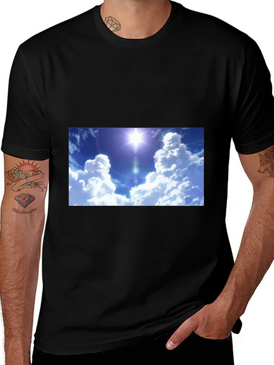 Sky Print Black T-Shirt - Relaxed Fit