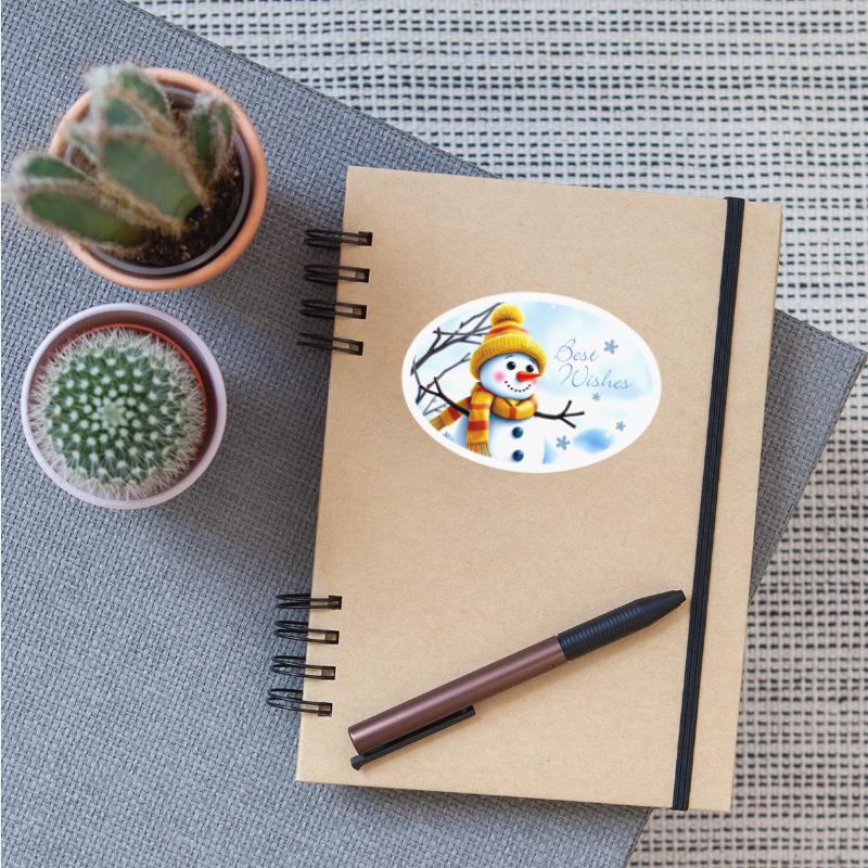 Present Sticker - Snowman - Best Wishes