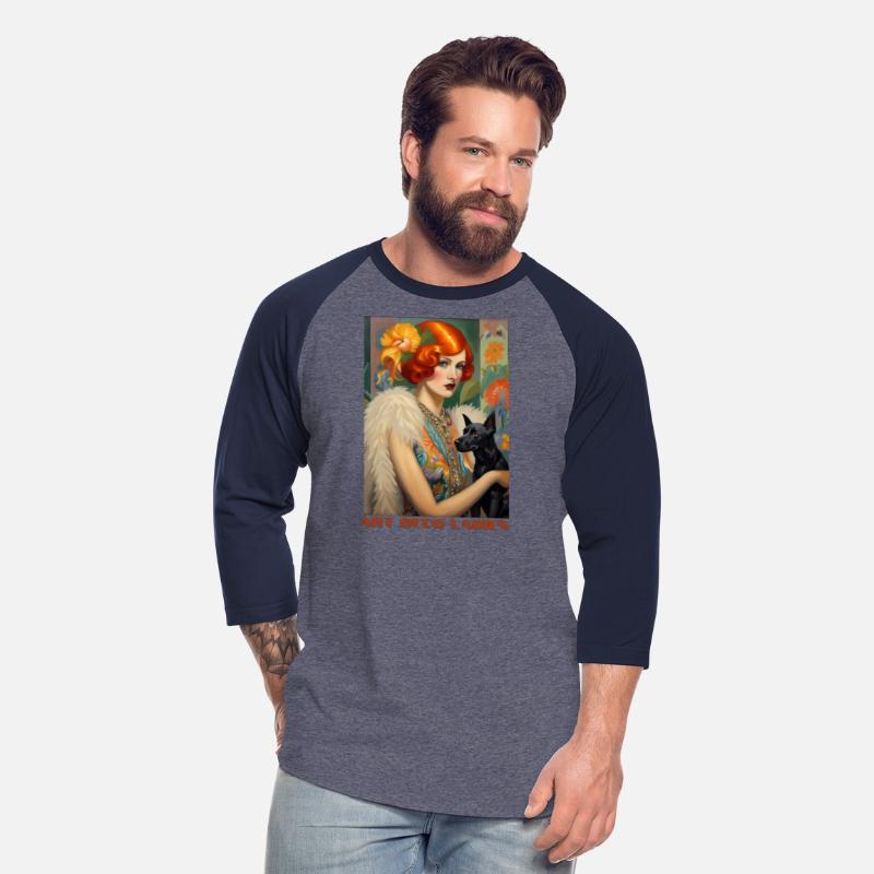 Pretty Red-Headed Flapper and Her Dog, Art Deco