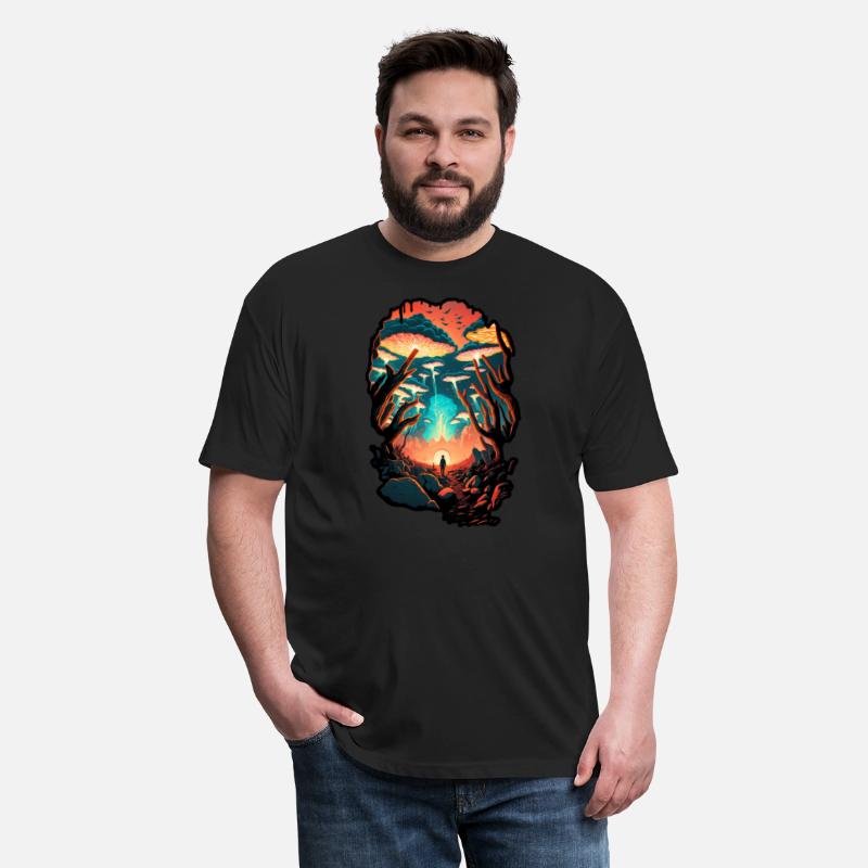 Psychedelic Forest Surreal Wanderer Mushrooms