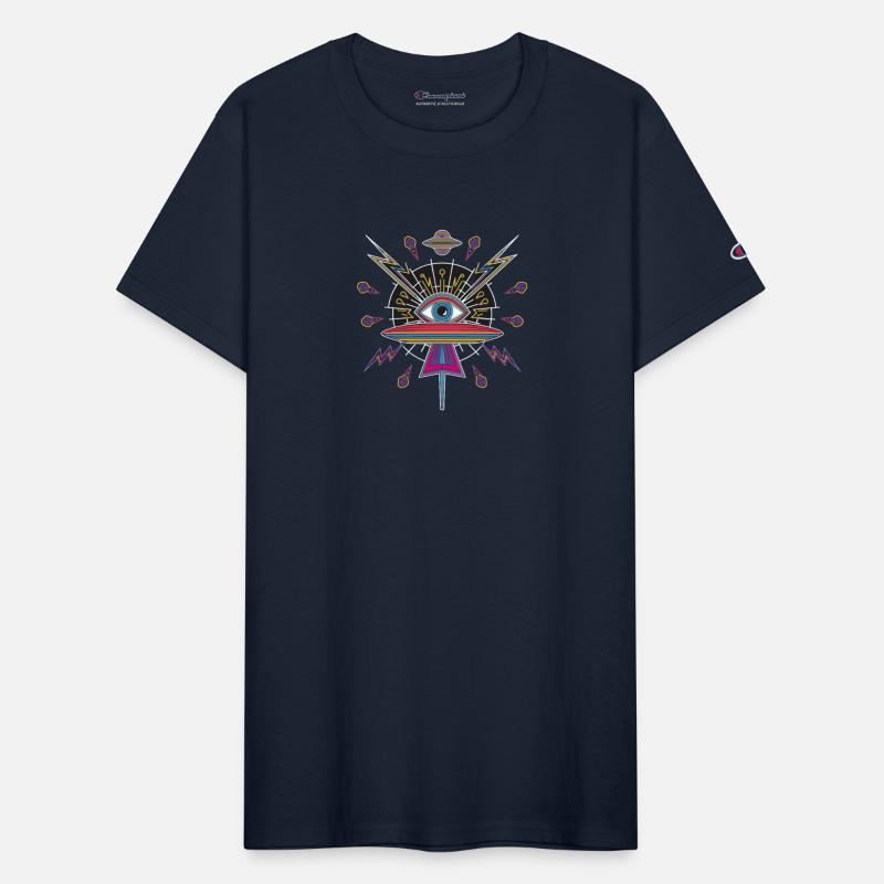 Psychedelic UFO Eye with Cosmic Lightning and