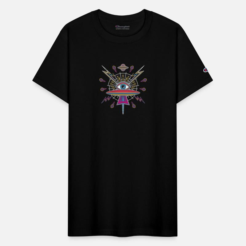 Psychedelic UFO Eye with Cosmic Lightning and