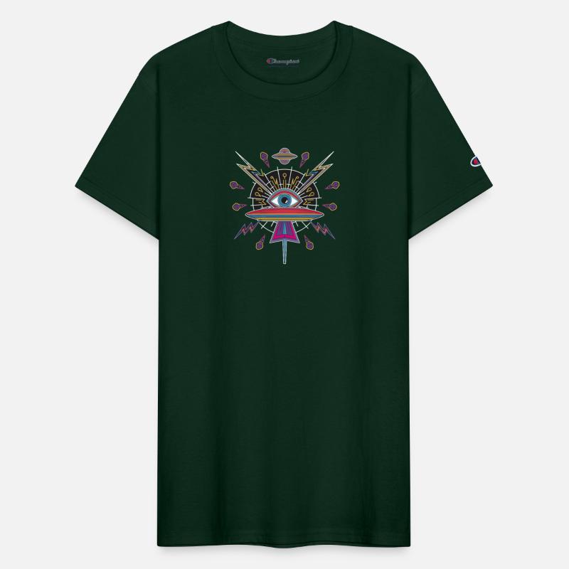 Psychedelic UFO Eye with Cosmic Lightning and