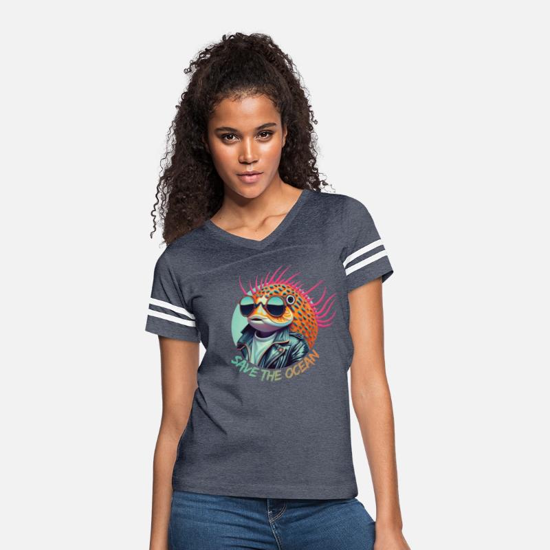 Puffer and spotted fish in sunglasses