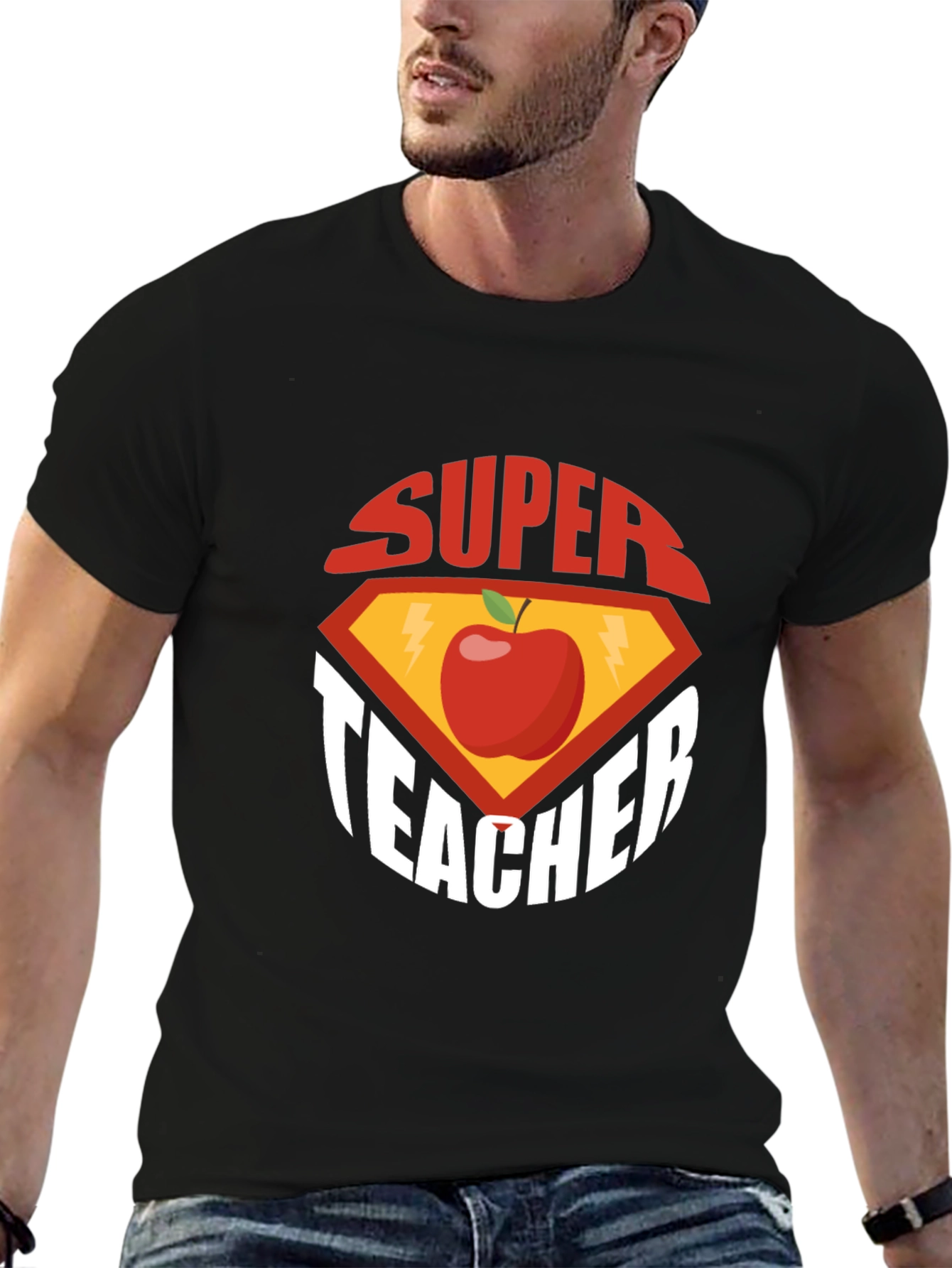 Super Teacher Graphic Tee - Black Cotton T-Shirt