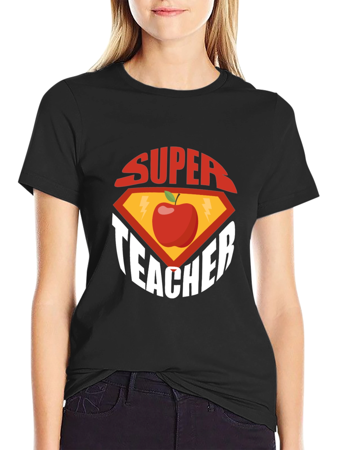 Super Teacher Graphic Tee - Black Cotton T-Shirt