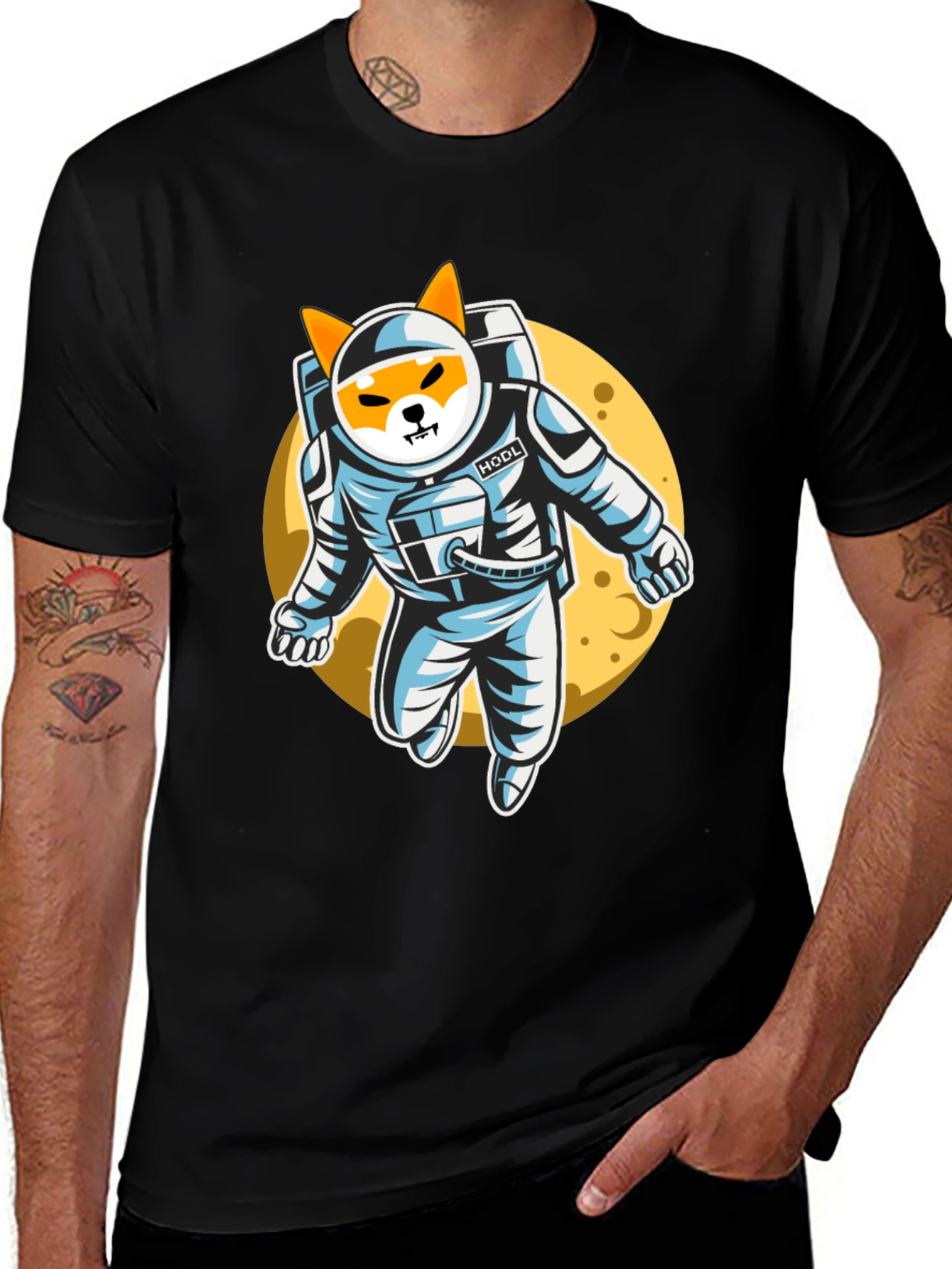 Shiba Inu Astronaut Black T-Shirt
