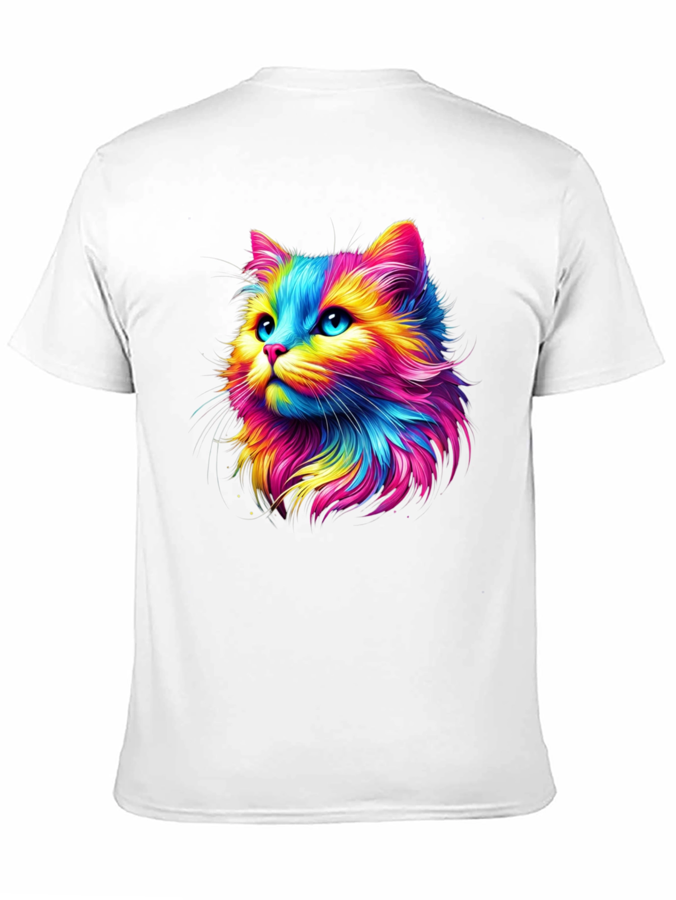 Rainbow Cat Graphic Tee - Soft Black Cotton T-Shirt