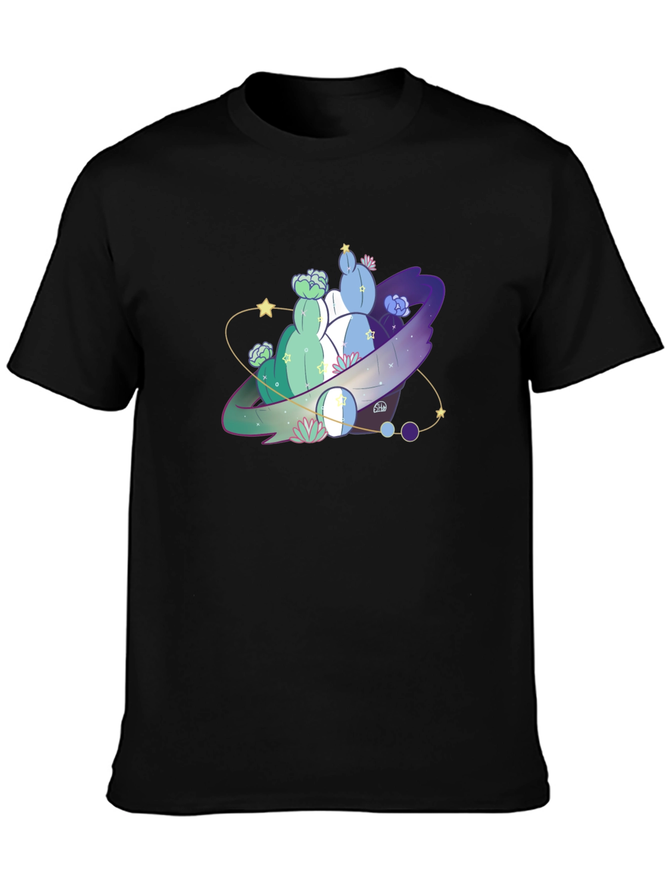 Cactus Planet Graphic Tee - Black Cotton Blend