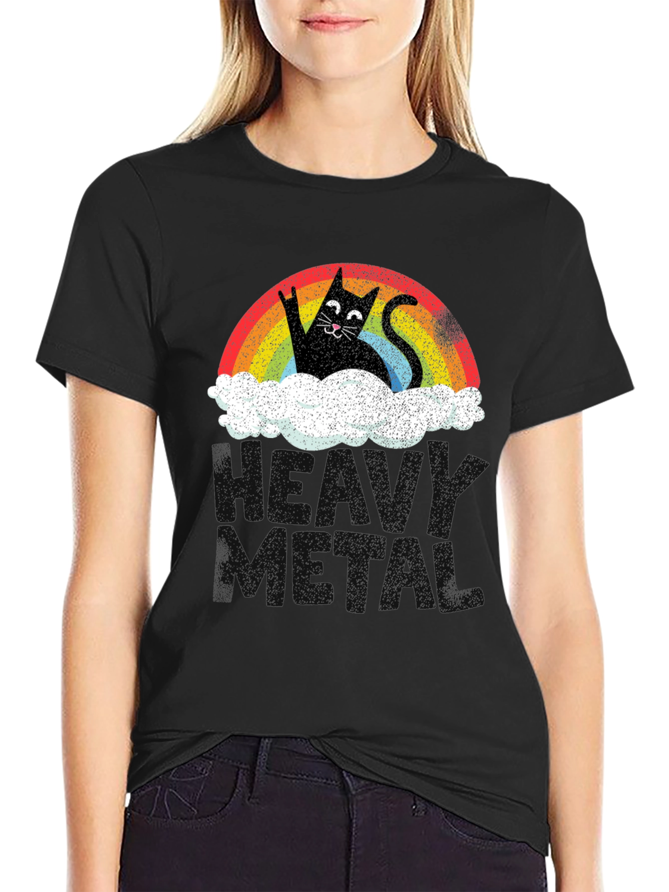 Rainbow Cat Cloud Graphic T-Shirt