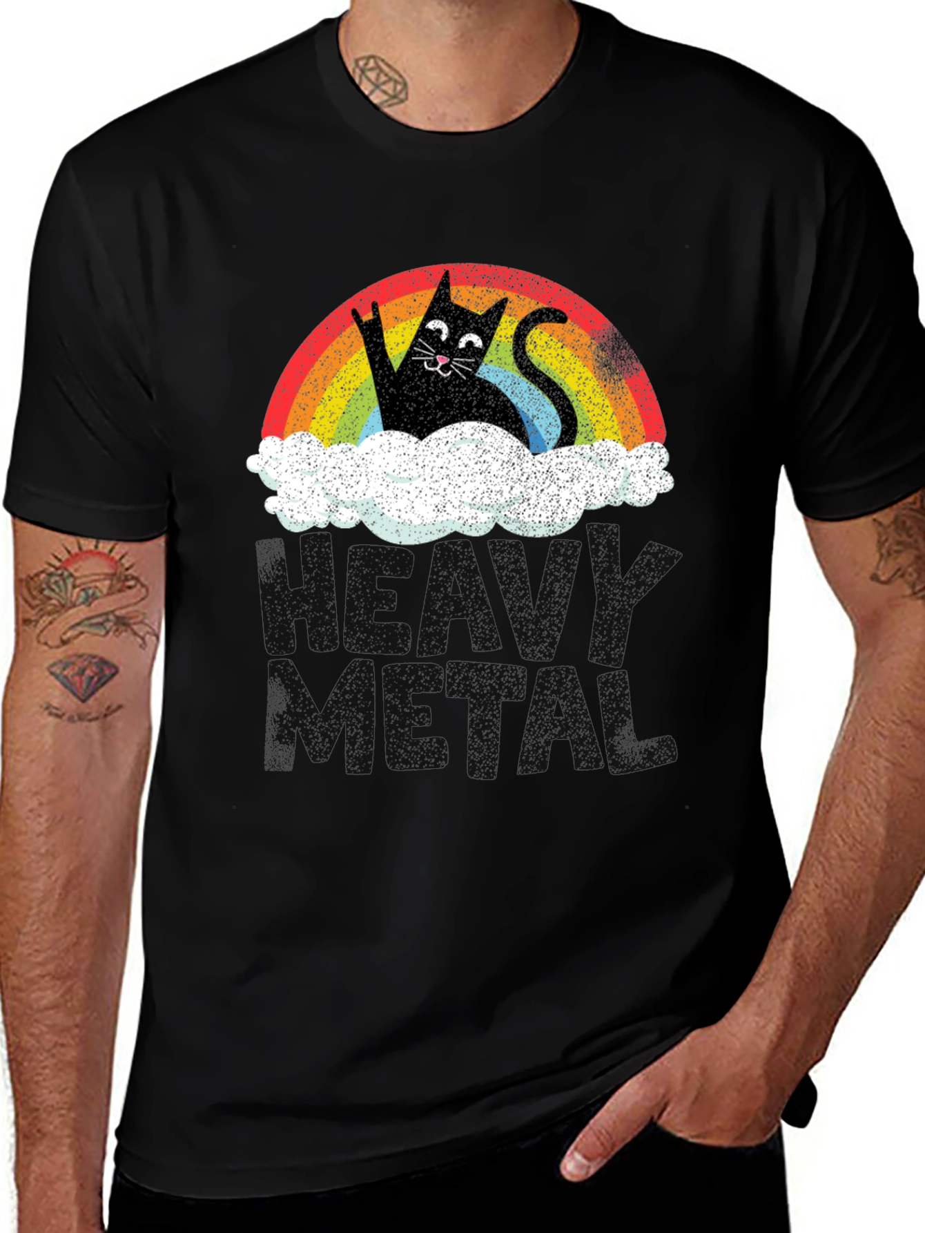 Rainbow Cat Cloud Graphic T-Shirt