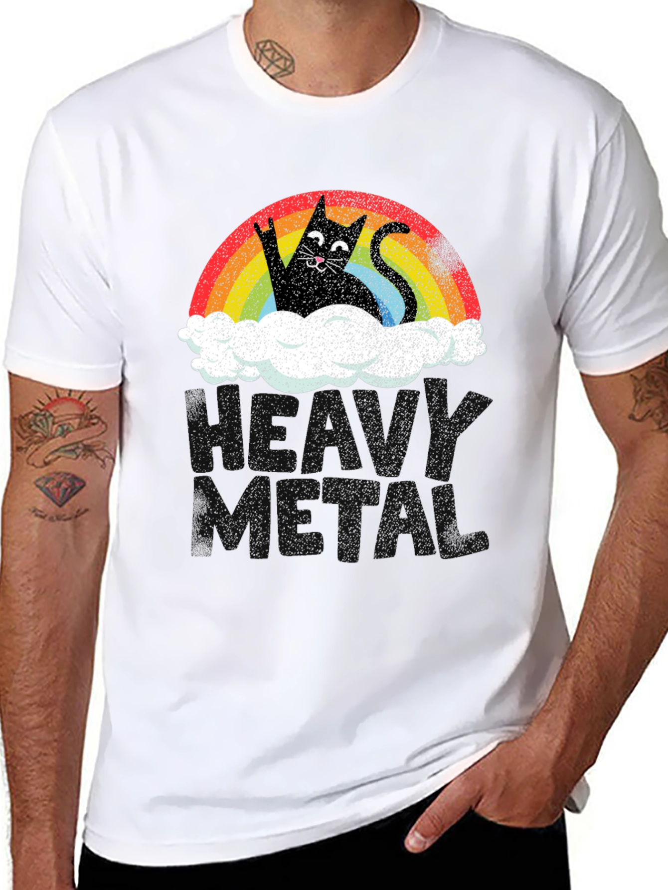 Rainbow Cat Cloud Graphic T-Shirt