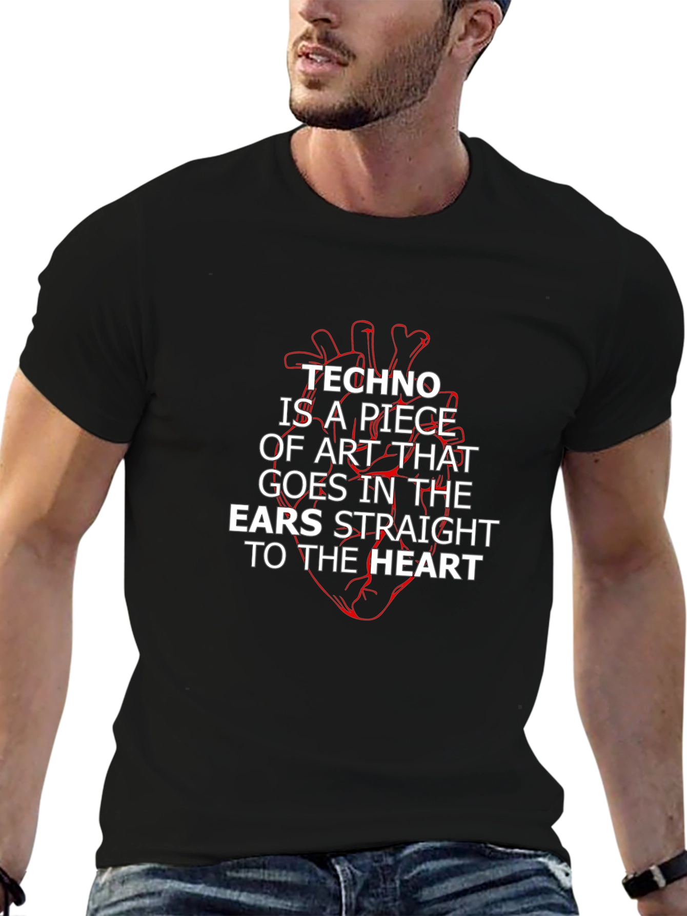 Techno Music T-Shirt - Art Heart Design