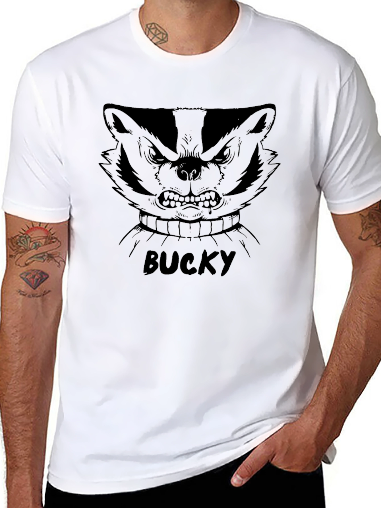 Bucky Badger Graphic Tee - Fierce Black Cotton T-Shirt