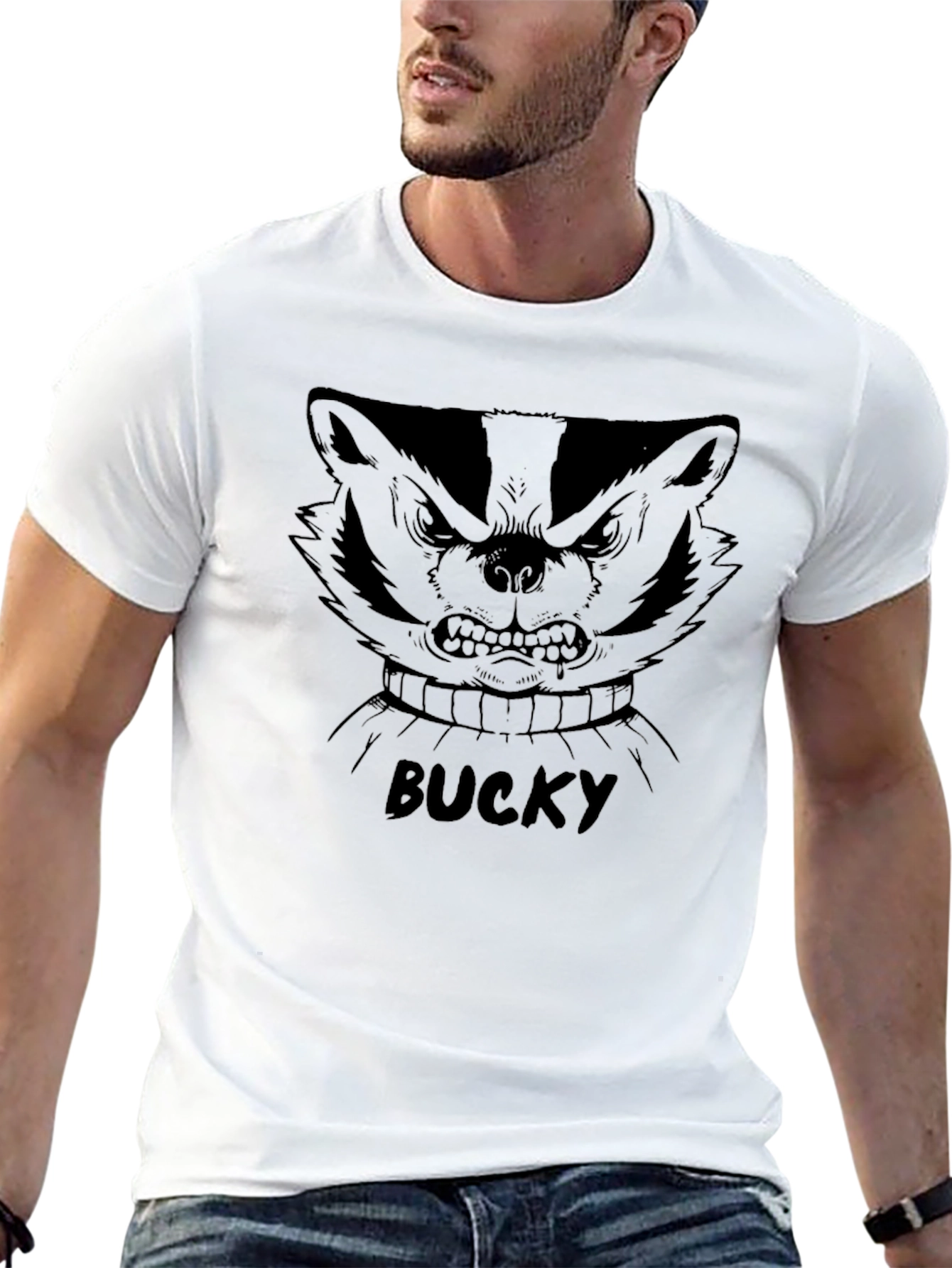 Bucky Badger Graphic Tee - Fierce Black Cotton T-Shirt