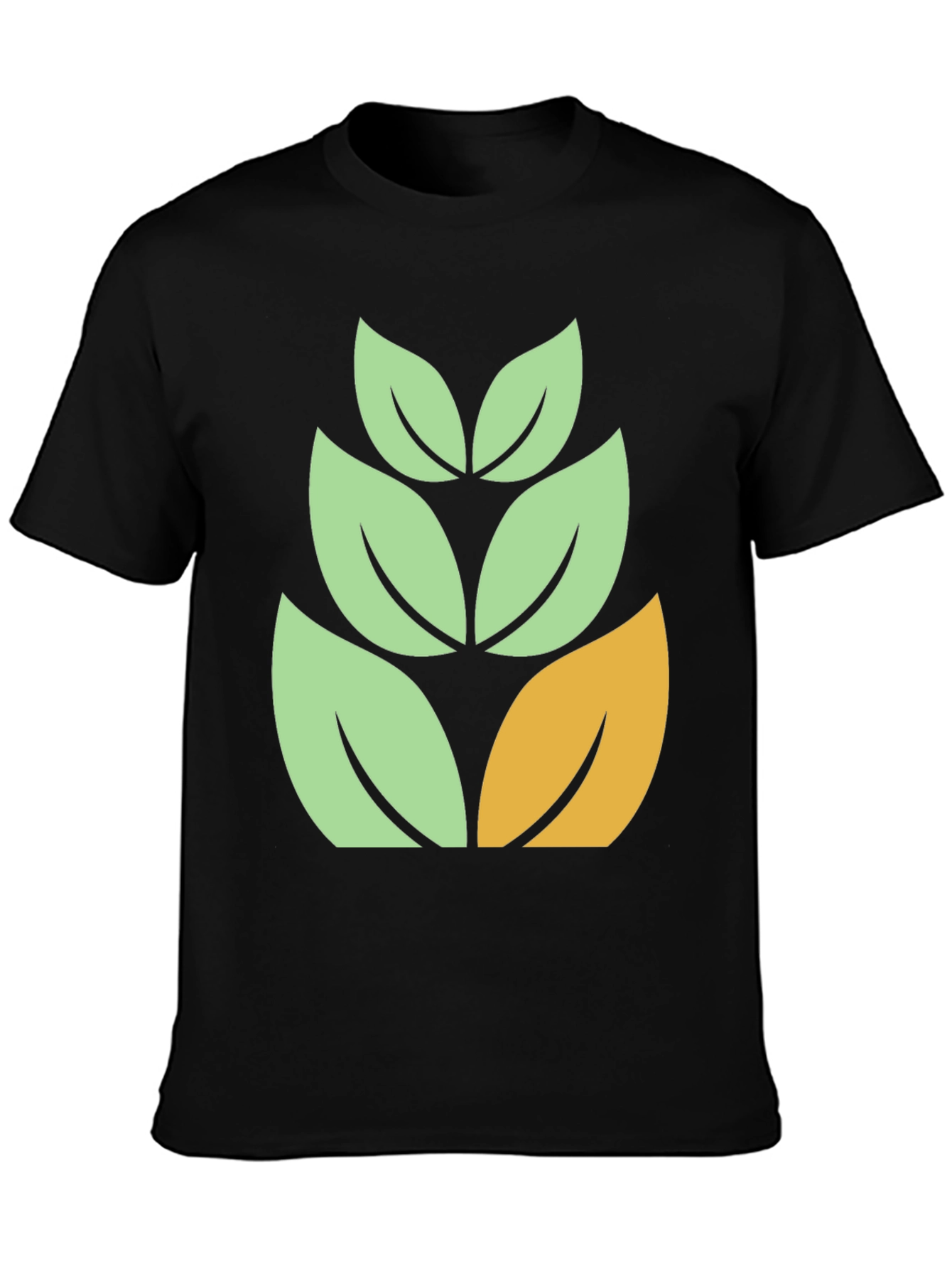 Leaf Design Black T-Shirt