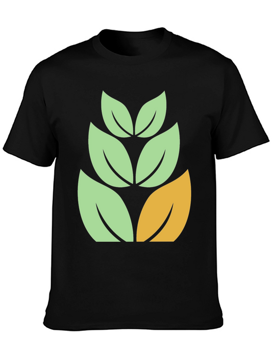 Leaf Design Black T-Shirt