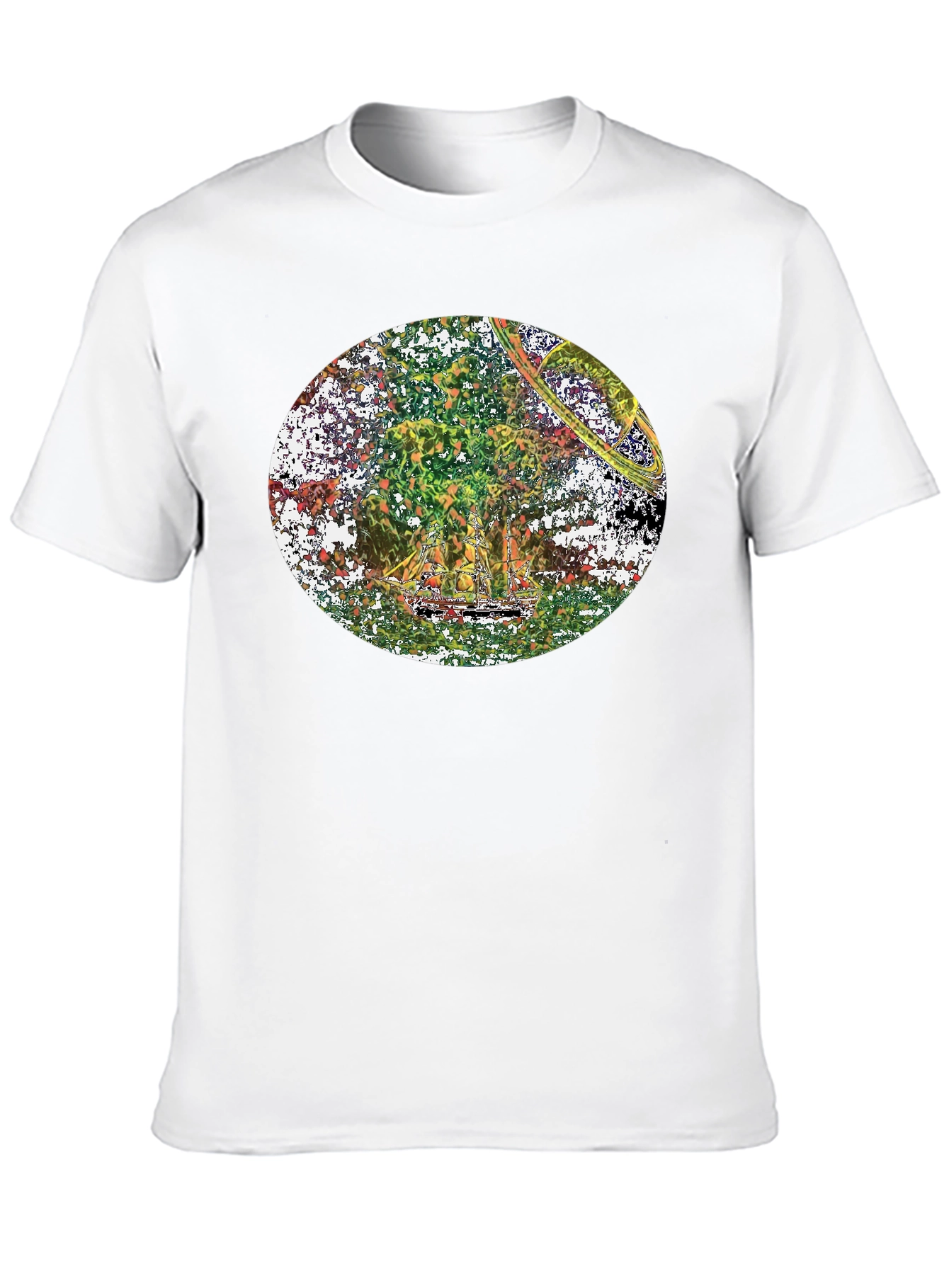 Abstract Saturn Graphic Tee - Black
