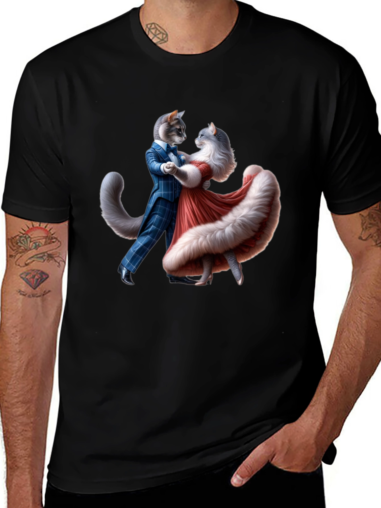 Dancing Cats Graphic Tee - Whimsical Style