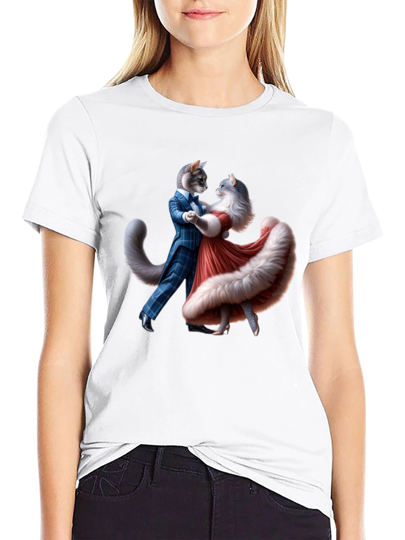 Dancing Cats Graphic Tee - Whimsical Style