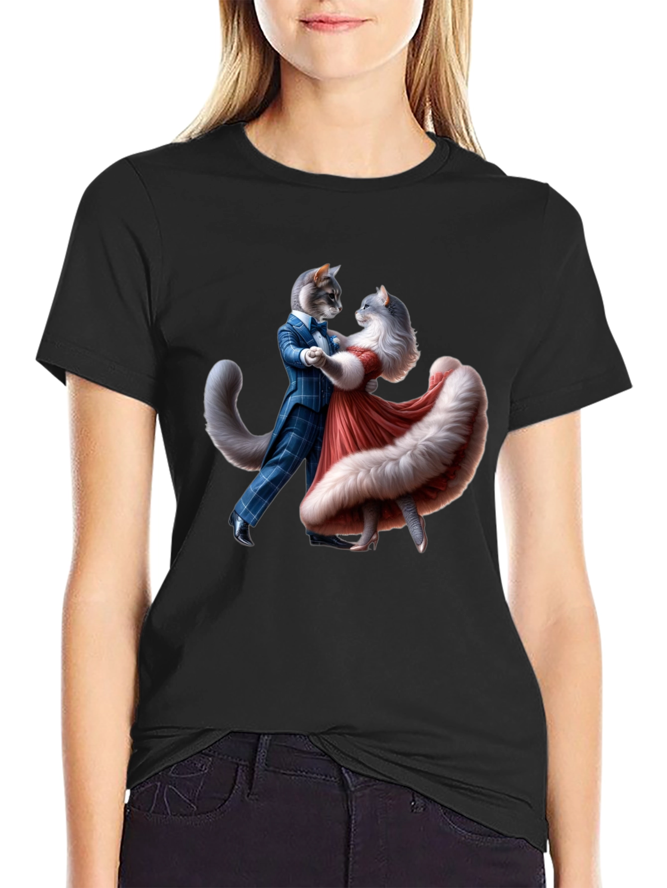 Dancing Cats Graphic Tee - Whimsical Style