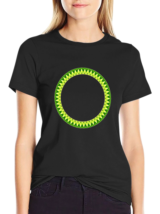 Geometric Circle Design Black T-Shirt