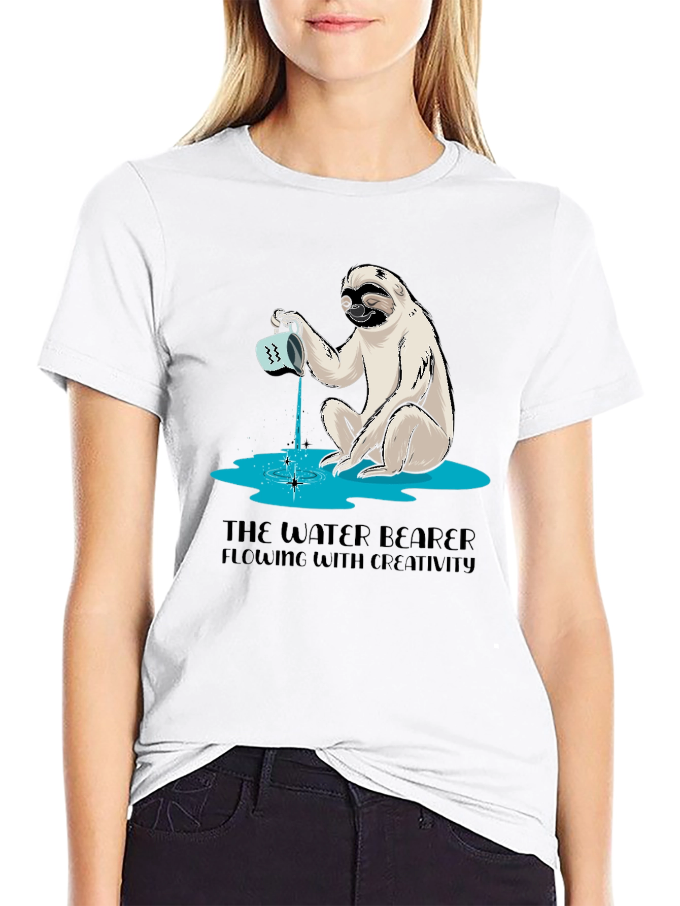 Water Bearer Sloth Graphic Tee - Creative Flow