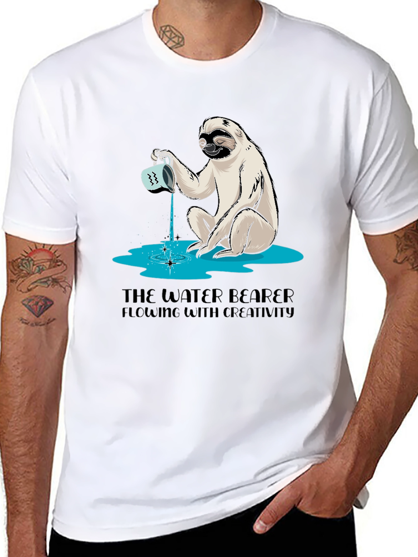 Water Bearer Sloth Graphic Tee - Creative Flow