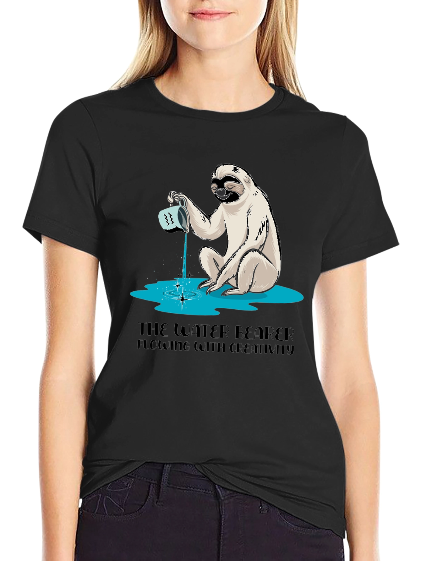 Water Bearer Sloth Graphic Tee - Creative Flow
