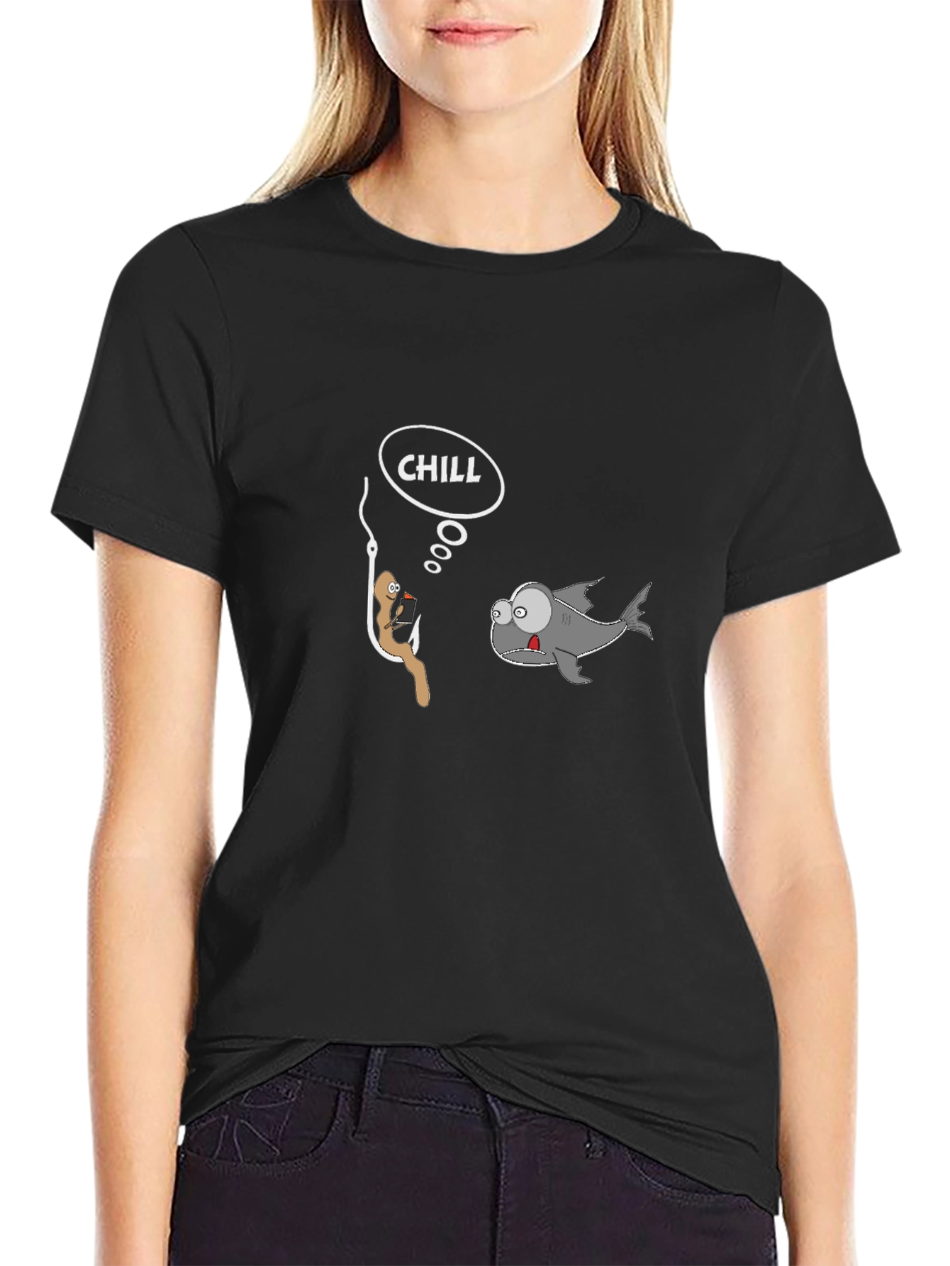Chill Worm & Fish Graphic T-Shirt