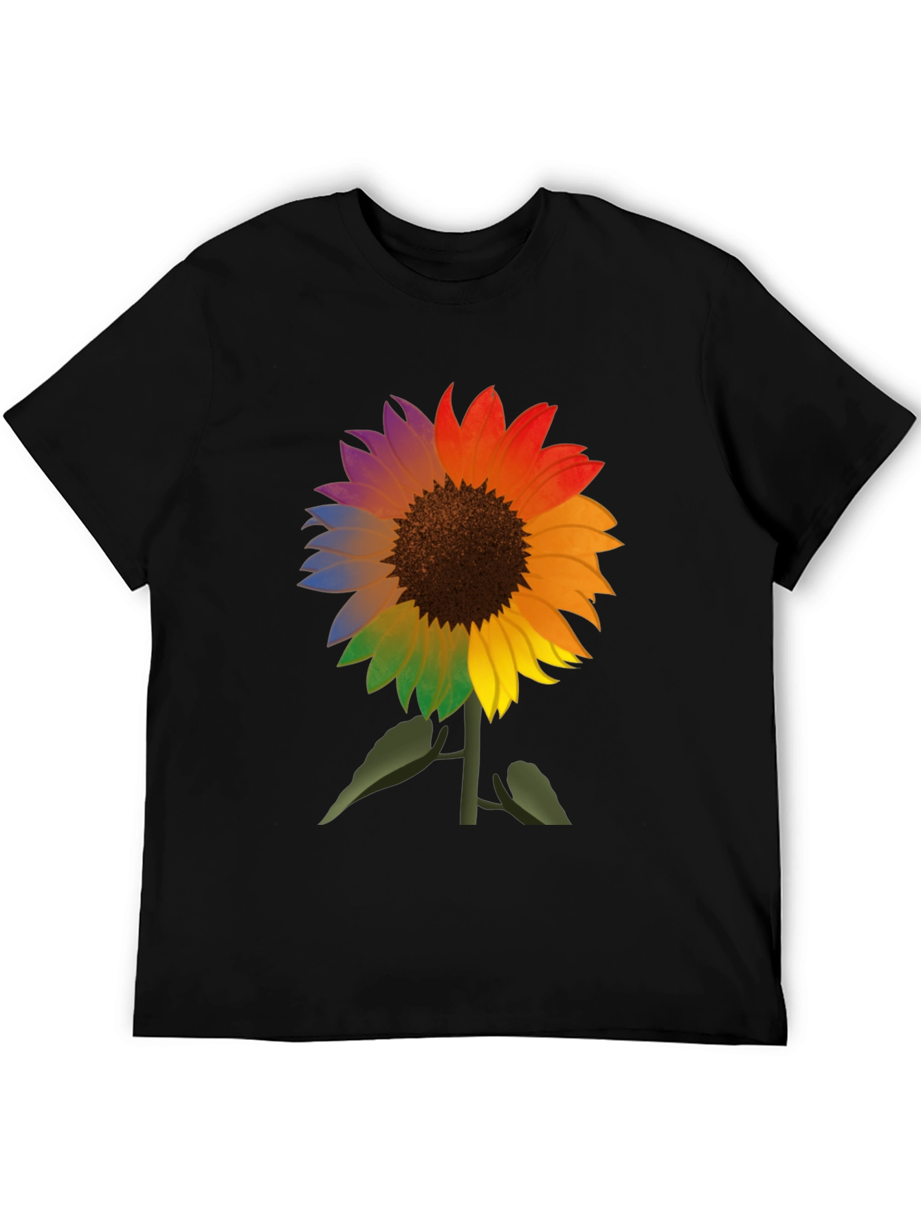 Rainbow Sunflower Graphic Tee - Mens Black T-Shirt