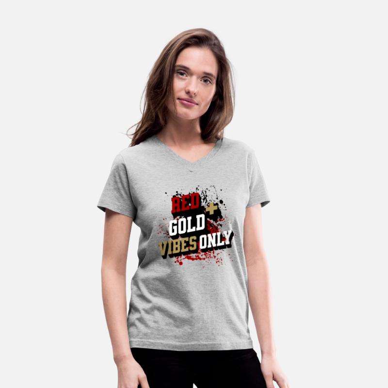 Red and gold vibes only sports shirt, ornament,